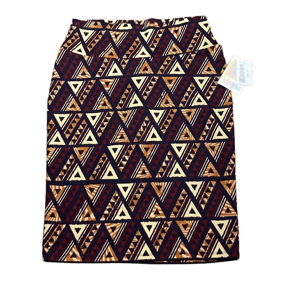 NWT LuLaRoe Black And‎ Tan Geometric Print Straight Cassie Skirt, Size S, NWT